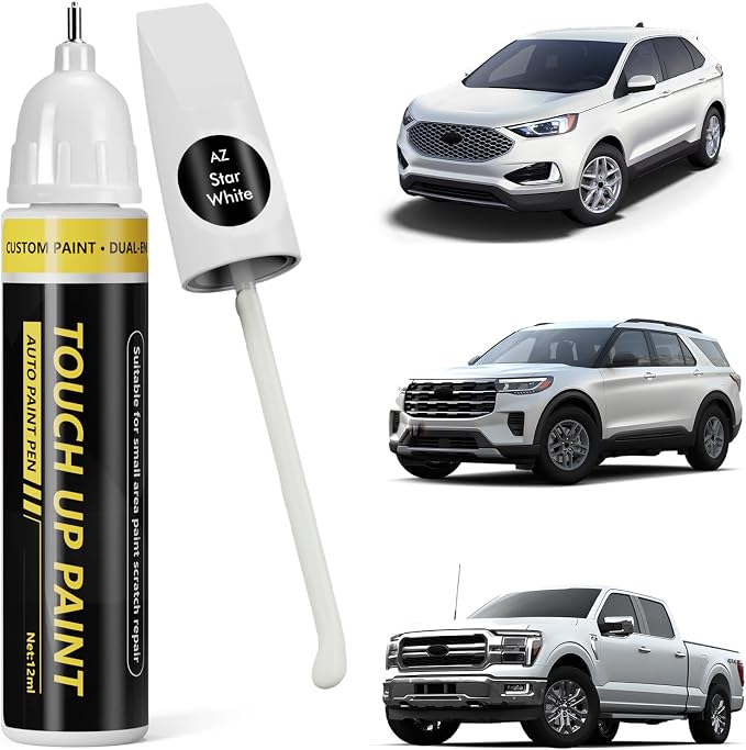 (Star White (AZ) Car Touch Up Paint for ford, Car Paint Scratch Repair Kit, 2 in 1 Premium Scratch Remover Pen with Exact Color-Matched