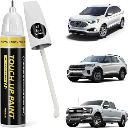 (Star White (AZ) Car Touch Up Paint for ford, Car Paint Scratch Repair Kit, 2 in 1 Premium Scratch Remover Pen with Exact Color-Matched