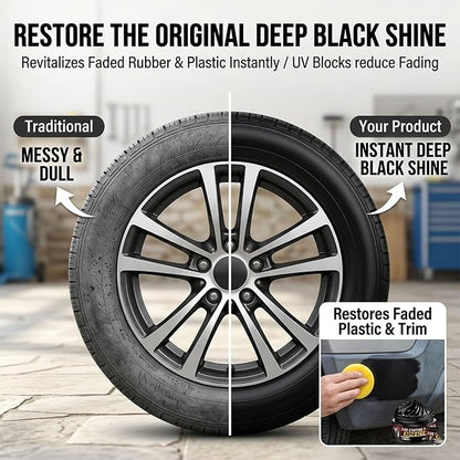 Premium Tire Coating & Trim Restorer, Bring Back the Original Deep Black Shine to Rubber and Plastic,Ceramic Tire Coating, Tir𝐞 Coatin𝐠 Paste, Blocks UV (3pc)