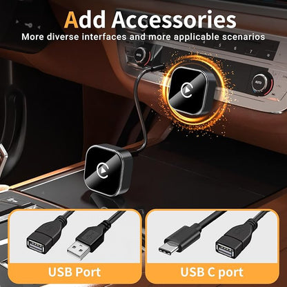 2026 Upgraded mini 2-in-1 Wireless CarPlay Adapter - Fast Auto-Connect,carplay Wireless adapters,Stable Connection, Mini Size Plug & Play Adapter for iPhone & Android Auto Compatible Cars(Black)