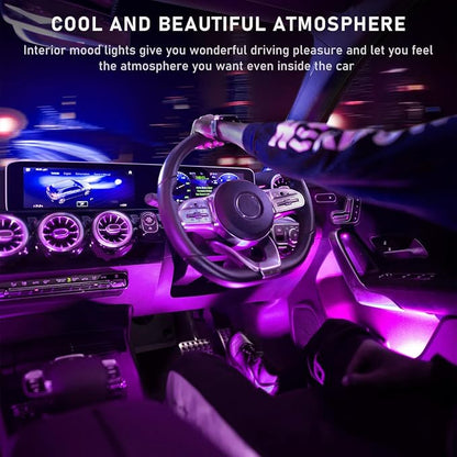 Ohleats Car LED Strip Light, 48 LED RGB Auto Interior Atmosphere Lights, Cigarette Lighter Under Dash Ambient Night Light, Interior Lamp Lighting Kit (Pink Purple, USB)