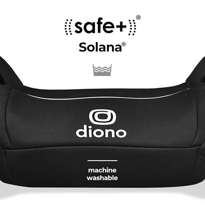 Diono Solana, No Latch, Pack of 2 Backless Booster Car Seats, Lightweight, Machine Washable Covers, Cup Holders, Black