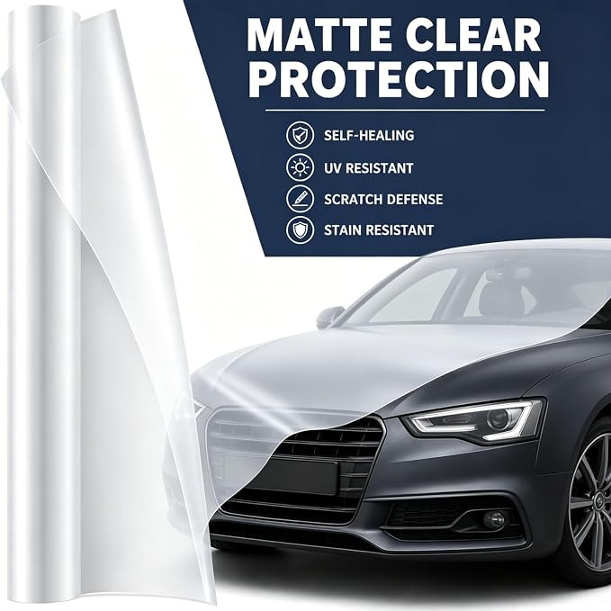 MHOO Matte Clear PPF 7.5Mil Car Paint Protective Film Compatible with Tesla Model Y 2020-2025 TPU Film Scratch Clear Paint Protection Vinyl Film (5X50ft)