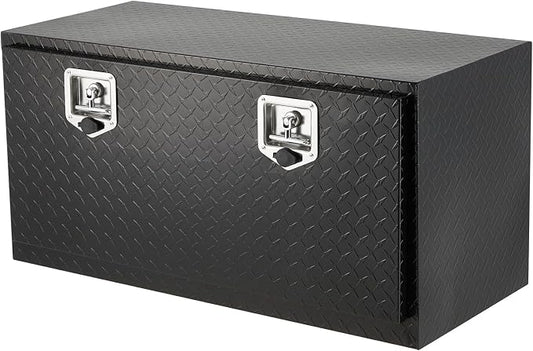 GarveeTech Underbody Truck Box,36 in Pickup Storage Box,Heavy Duty Aluminum Diamond Plate Tool Boxes with Lock and Keys,Waterproof Trailer Storage Box with T-Handle Latch for Truck,Van,Trailer，Black