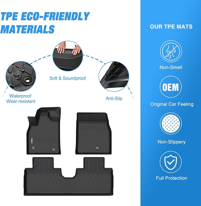 Nilight TPE Floor Mats for Ford Mustang Mach-E 2021 2022 2023 2024,All Weather Custom Fit Heavy Duty Floor Liners