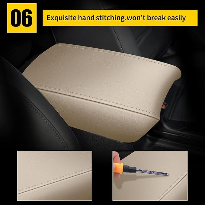 AOMSAZTO Beige Armrest Console Covers for CRV Honda 2017-2022 Leather Console Pad