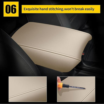 AOMSAZTO Beige Armrest Console Covers for CRV Honda 2017-2022 Leather Console Pad