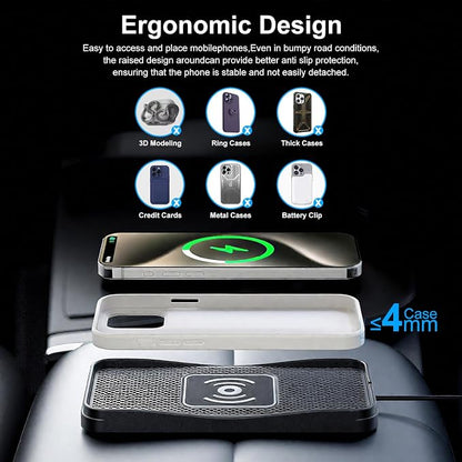 Wireless Car Charger, 20W/15W/10W Car Wireless Charger Pad, Non-Slip Charging Pad for Car Compatible with iPhone16/15/14/13/12, Samsung Galaxy S25-S9, Android Phones(20W Adapter)