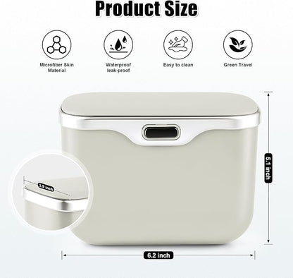 UYYE Car Trash Can, Car Garbage Bin with Lid & Handle - Leak-Proof Mini Trash Can for Car, Truck, SUV - Essential Car Accessories for Organization (White)