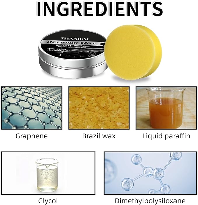 Titanium Ceramic Wax Cream for Cars – Advanced Car Coating & Polishing Wax, Strong Protection & Long-Lasting Shine, Waterless Spray Application, Safe for All Paint, Includes Microfiber Sponge