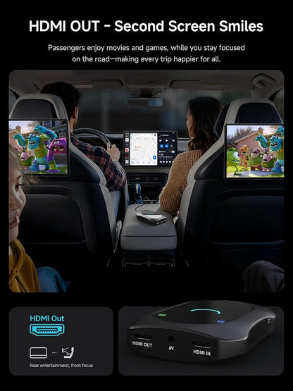 Wireless CarPlay & Android Auto Adapter, Supports for Netflix/YouTube, AI Box Carplay, Drivechat with AI Skills, Dual WiFi, Bluetooth, Fits for OEM Wired CarPlay Cars