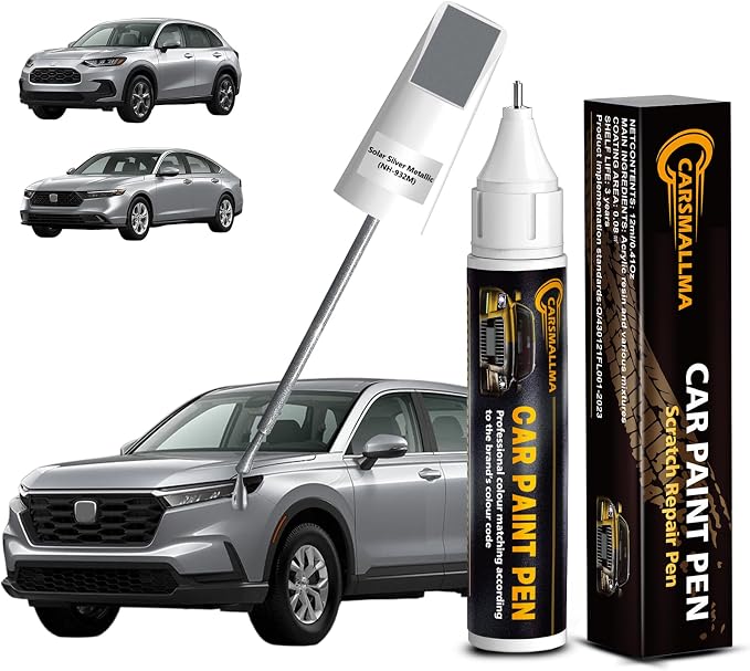 Solar Silver Metallic(NH-932M) Car Touch Up Paint for Honda, Color Accurate Car Paint Scratch Repair Pen Kit Quick & Easy Fix Vehicle Chips and Automotive Nicks Scuff