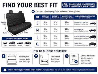 fidozen Waterproof Dog Car Seat Cover for Back Seat: Suitable for Small and Large Dogs, Hammock and Pet Protector, Backseat seat Cover (Full Bench, Small（52“ W)