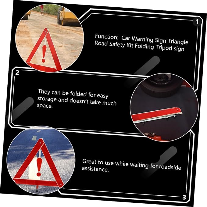 Unomor 4pcs Auto Safety Warning Signs Car Warning Triangle Kit Material Easy to Store Firm Structure for Vehicle Maintenance Construction