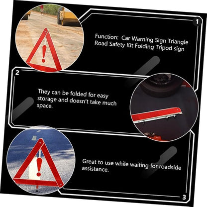 Unomor 4pcs Auto Safety Warning Signs Car Warning Triangle Kit Material Easy to Store Firm Structure for Vehicle Maintenance Construction