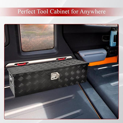 39''Inch Aluminum Truck Tool Box Truck Bed Toolbox Truck Trailer Chest Box Trailer Underbody Storage Organizer Waterproof Square Storage Organizer w/Lock & Keys Black(‎39" Lx13 Wx10 H)