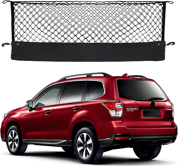 Envelope Style Cargo Net Compatible with Subaru Forester SK 2026 2025 2024 2023 2022 2021 2020 2019 2018 2017 2016 2015 2014 2013 2012 2011 2010 2009 2008-1998 Trunk Car Rear Tailgate Touring Netting
