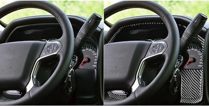 Real Premium Carbon Fiber Fit for Chevy Silverado/GMC Sierra 1500 2014-2018 for 2500/3500HD 2015-2019 Car Speedometer Trim Kit Dashboard Decals Sticker Decoration Auto Interior Accessories Cover Black