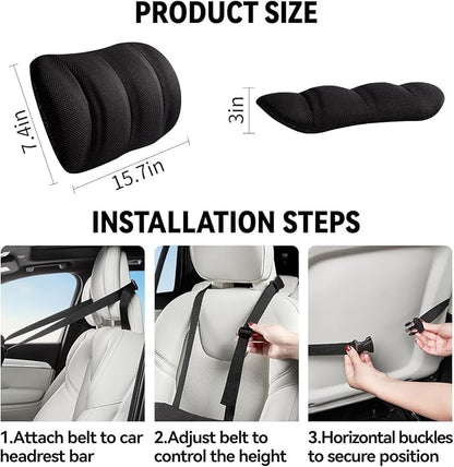 Lumbar Support Pillow for Car,Back Support for Car Seat Cushion,Adjustable Straps Securely Fixed Car Lumbar Support Pillow for Office Chair (Black)