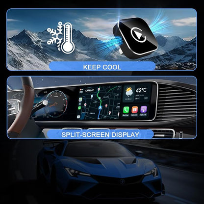 Wireless CarPlay Adapter, 2026 Upgraded Wired to Wireless for Apple CarPlay & Android Auto, Mini USB Design Car Play Adapter with Type-C Extension, Plug and Play, Stable Connection & No Latency