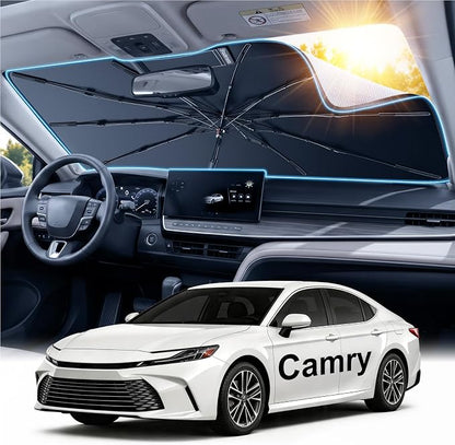 2026 Upgraded Windshield Sun Shade Umbrella for Toyota Camry [Precision Custom Fit, Superior UV & Heat Block] Cooling Tech Fabric, Durable Foldable with Storage Bag, Fits 2000-2026