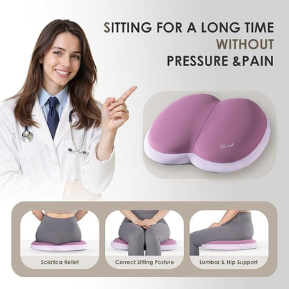 FLORICH Car Seat Cushion and Back Support for Car Ultrathick Memory Foam Office Chair Cushions with Lumbar Support Pillow for Sciatica & Back & Tailbone Pain Relief (Dark Purple)