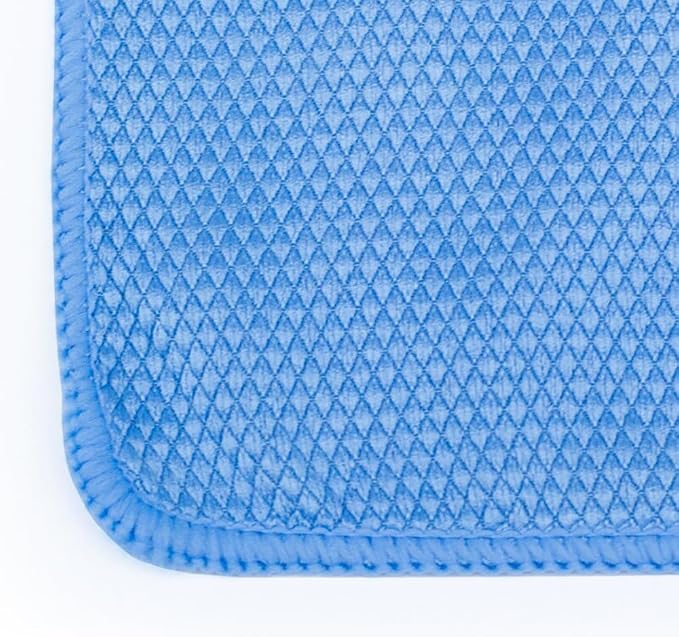 The Rag Company - Diamond Weave Glass & Window - Detailing Towels to Polish Mirrors & Chrome, Snakeskin Like Texture, Lint-Free, Streak-Free, 280gsm, 16in. x 16in, Blue (6-Pack)