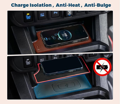 GZSH Hidden Front Center Console Cover fit for Toyota Tacoma 2016-2023 (3RD GEN Tacoma) Anti-Drop Privacy ABS Plastic Center Console Cover with Isolation Charging pad (Only fit for Wireless Charging)