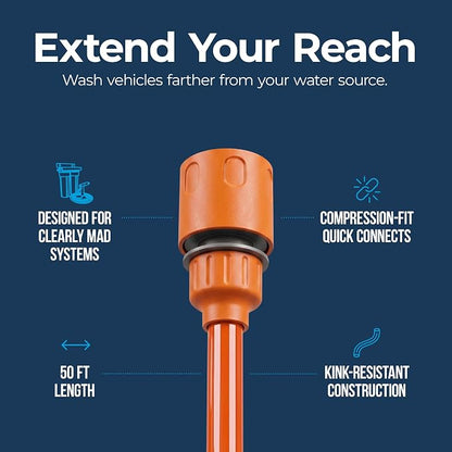 Spot Free Car Wash Rinse System Extra Water Tubing Hose Tube and Connector Pack, 50 Ft x 8 mm