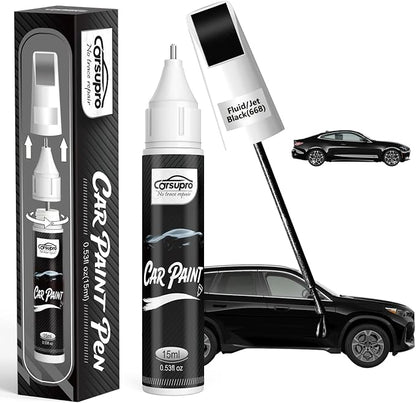 Fluid/Jet Black(668) for BMW Touch Up Paint Pen, 2 in 1 Car Scratch Remover with Pen Tip and Brush, Precise Color Match for Car Paint Scratch Repair, Quickly and Easily Fix Chips and Nicks