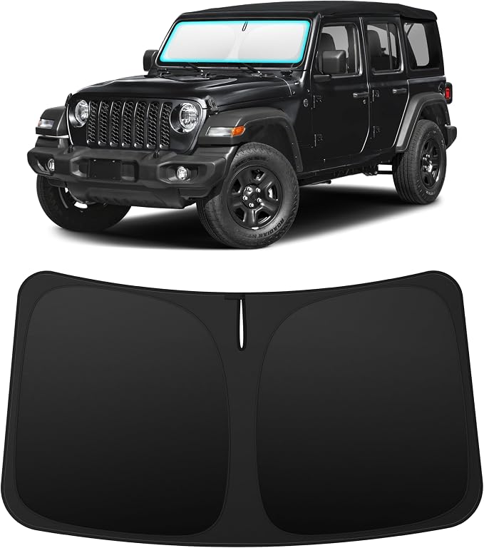 INSAUTO Custom Fit Windshield Sun Shade Accessories for Jeep Wrangler JL 2018-2026, Foldable Front Window Sunshade, UV & Heat Reflector, Keeps Interior Cool, Includes Storage Bag