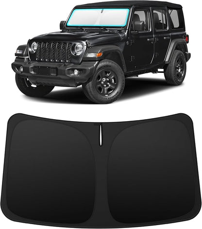 INSAUTO Custom Fit Windshield Sun Shade Accessories for Jeep Wrangler JL 2018-2026, Foldable Front Window Sunshade, UV & Heat Reflector, Keeps Interior Cool, Includes Storage Bag