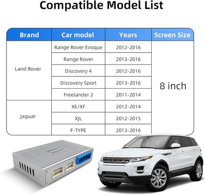 Wireless CarPlay Android Auto Adapter Decoder Retrofit Kit Fits Land Rover & Jaguar 2011-2017 with Bosch Headunit 8" Screen, Supports Mirror Link/Airplay/Backup Camera/USB Drive/Navigation