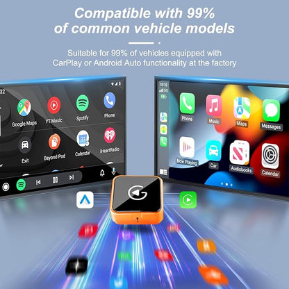 Wireless CarPlay Adapter, 2026 Upgraded Wired to Wireless for Apple CarPlay & Android Auto, USB-C/Type-C, Car Play Adapter, Plug and Play, Stable Connection & No Latency (Orange)