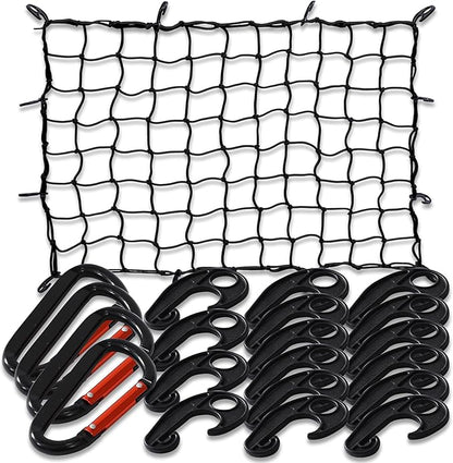 3' x 4' Cargo net Bungee Nets Stretches to 6' x 8',Small Truck Bed Cargo Net for Cars SUVs, for Frontier, Toyota Tacoma Short Bed Cargo Netting, Colorado & Subaru Accessories