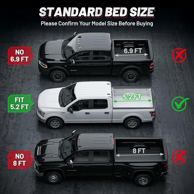 BDFHYK Hard Tri Fold Tonneau Cover for Chevy Colorado GMC Canyon 2015-2026 5.2 FT Bed, Waterproof Hard Folding Truck Bed Cover with Anti-Theft Lock, Easy Install for Camping and Work Trucks