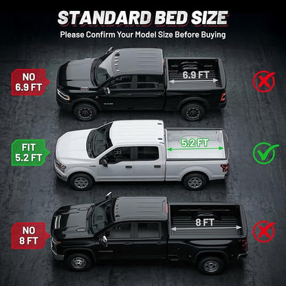 BDFHYK Hard Tri Fold Tonneau Cover for Chevy Colorado GMC Canyon 2015-2026 5.2 FT Bed, Waterproof Hard Folding Truck Bed Cover with Anti-Theft Lock, Easy Install for Camping and Work Trucks