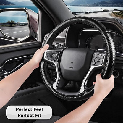 Steering Wheel Cover for Chevy Silverado 1500 2019-Present/ 2500 3500 2020-Present/Blazer 2019-Present (Gasoline Models)/ Suburban Tahoe 2021-2024, Car Steering Wheel Cover Accessories for Chevrolet