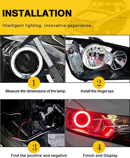 Qasim 1 Pair Red 63SMD 80MM Halo Rings Car Angel Eyes DRL Fog Lights COB LED With Cover 12V 24V