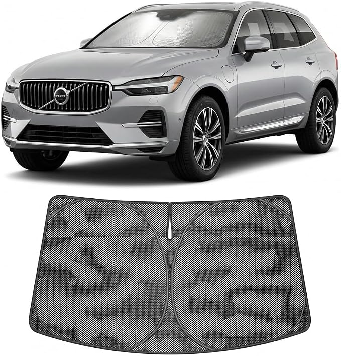 Proadsy Windshield Sun Shade Custom Fit Volvo XC60 2018-2026 Ice Crystal Black Front Window Sunshade UV and Heat Blocker Foldable Visor Keeps Car Cooler for Summer Parking and Daily Use