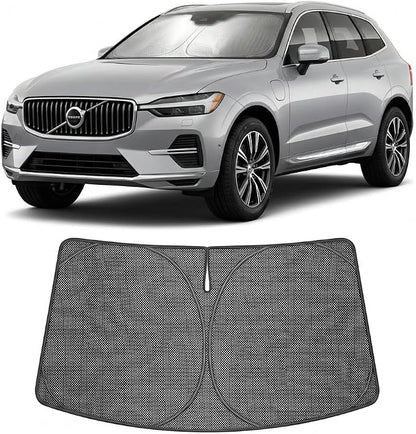 Proadsy Windshield Sun Shade Custom Fit Volvo XC60 2018-2026 Ice Crystal Black Front Window Sunshade UV and Heat Blocker Foldable Visor Keeps Car Cooler for Summer Parking and Daily Use