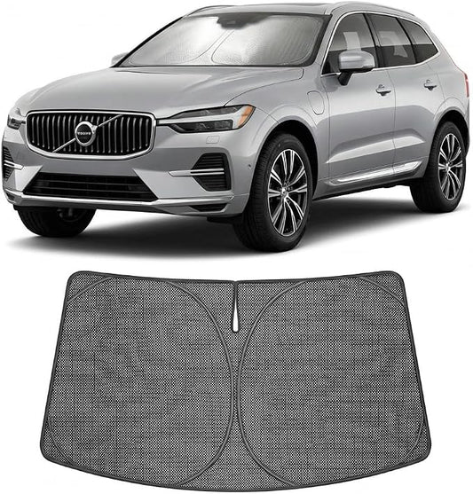 Proadsy Windshield Sun Shade Custom Fit Volvo XC60 2018-2026 Ice Crystal Black Front Window Sunshade UV and Heat Blocker Foldable Visor Keeps Car Cooler for Summer Parking and Daily Use