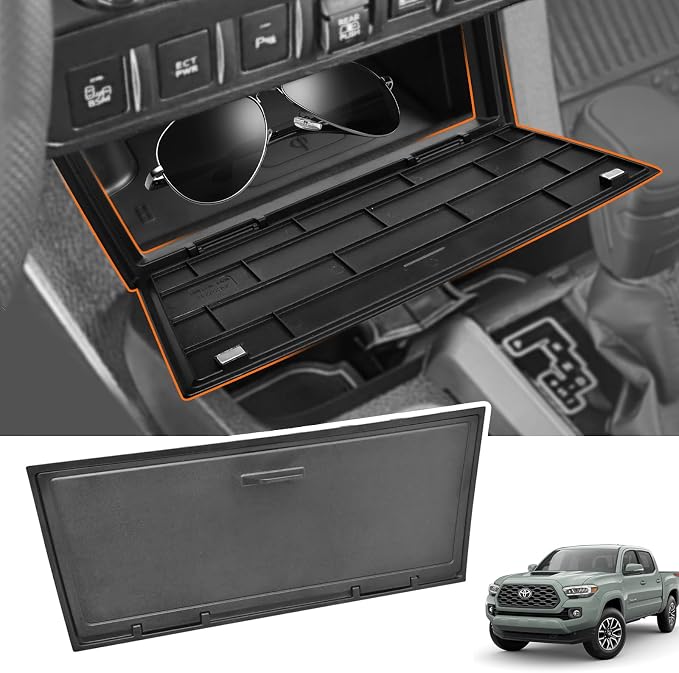 GZSH Hidden Front Center Console Cover fit for Toyota Tacoma 2016-2023 (3RD GEN Tacoma) Anti-Drop Privacy Premium ABS Plastic Center Console Cover (Fit for Wireless charging and No charging)