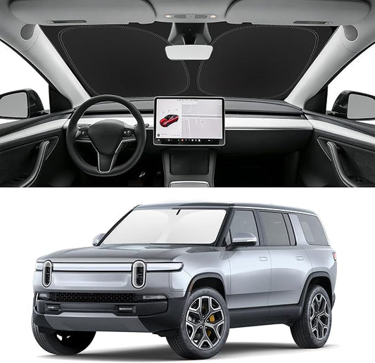 Custom Fit Windshield Sun Shade for Rivian R1S/R1T 2022-2025, Blocks UV & Heat, Front Window Sunshade Accessories, Easy Fold & Store Keep Your Car Cooler