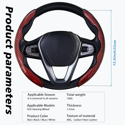 WOCOCN 2pcs Car Steering Wheel Cover,Anti-Skid Carbon Fiber Steering Wheel Protector for Men Women,Multiple Color Options,Universal for Most Car Interiors Accessories (Bright Red)
