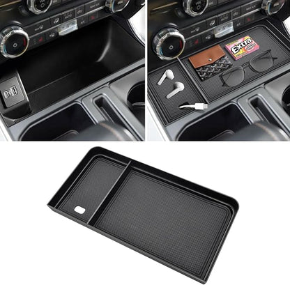 Center Console Organizer for F150 2021-2026 / Lightning XLT 2022-2024 with Rubber Liners and USB Hole Keep Clean and Organized Deep Center Console tray Perfect for F150 Right in Front Shifter|Upgrade|