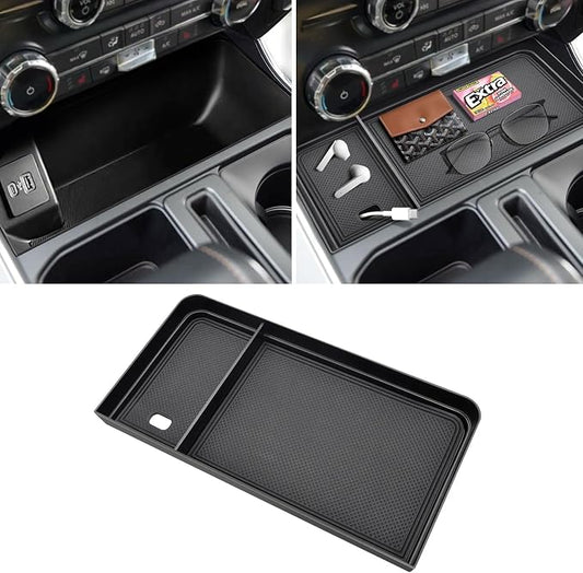 Center Console Organizer for F150 2021-2026 / Lightning XLT 2022-2024 with Rubber Liners and USB Hole Keep Clean and Organized Deep Center Console tray Perfect for F150 Right in Front Shifter|Upgrade|