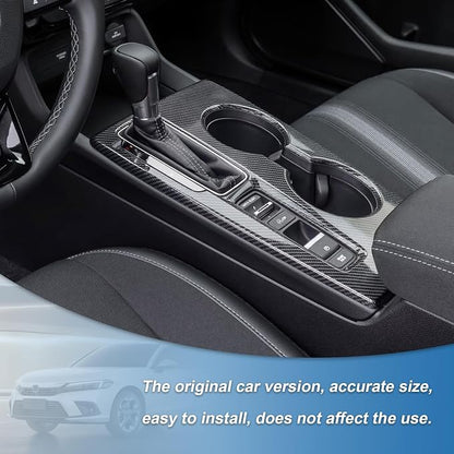 Carbon Fiber Gear Shift Panel Cover Compatible with 2022-2026 11th Gen Honda Civic