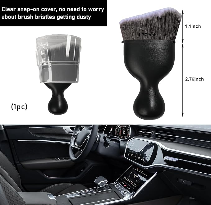 Ziciner Car Detailing Brush, Curved Soft Bristles Auto Removal Dust Collectors, Universal Vehicle Dashboard, Air Conditioner Vents etc Interior Cleaning Tool Accessories (Brown/White)