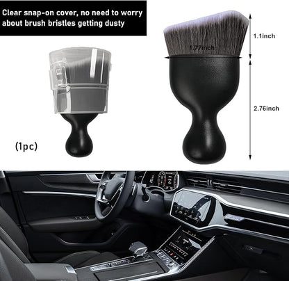 Ziciner Car Detailing Brush, Curved Soft Bristles Auto Removal Dust Collectors, Universal Vehicle Dashboard, Air Conditioner Vents etc Interior Cleaning Tool Accessories (Brown/White)